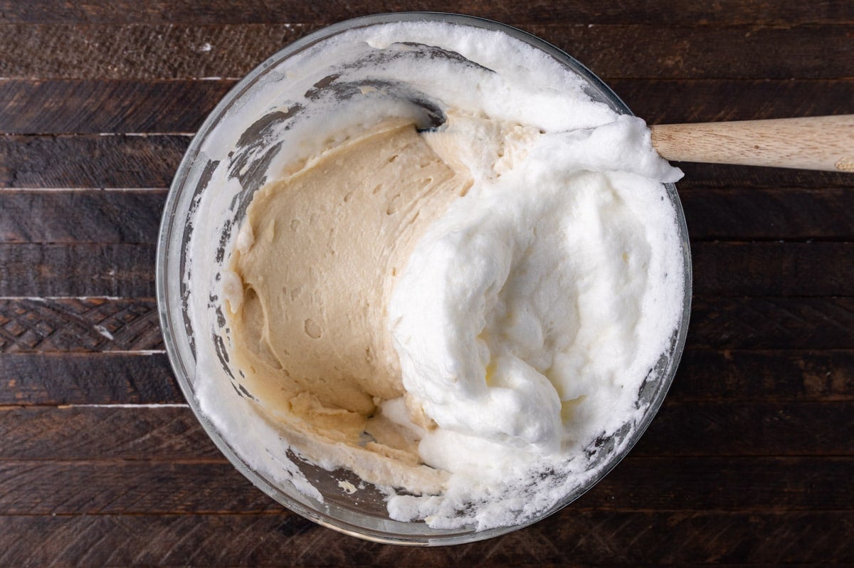 folding egg whites into cake batter