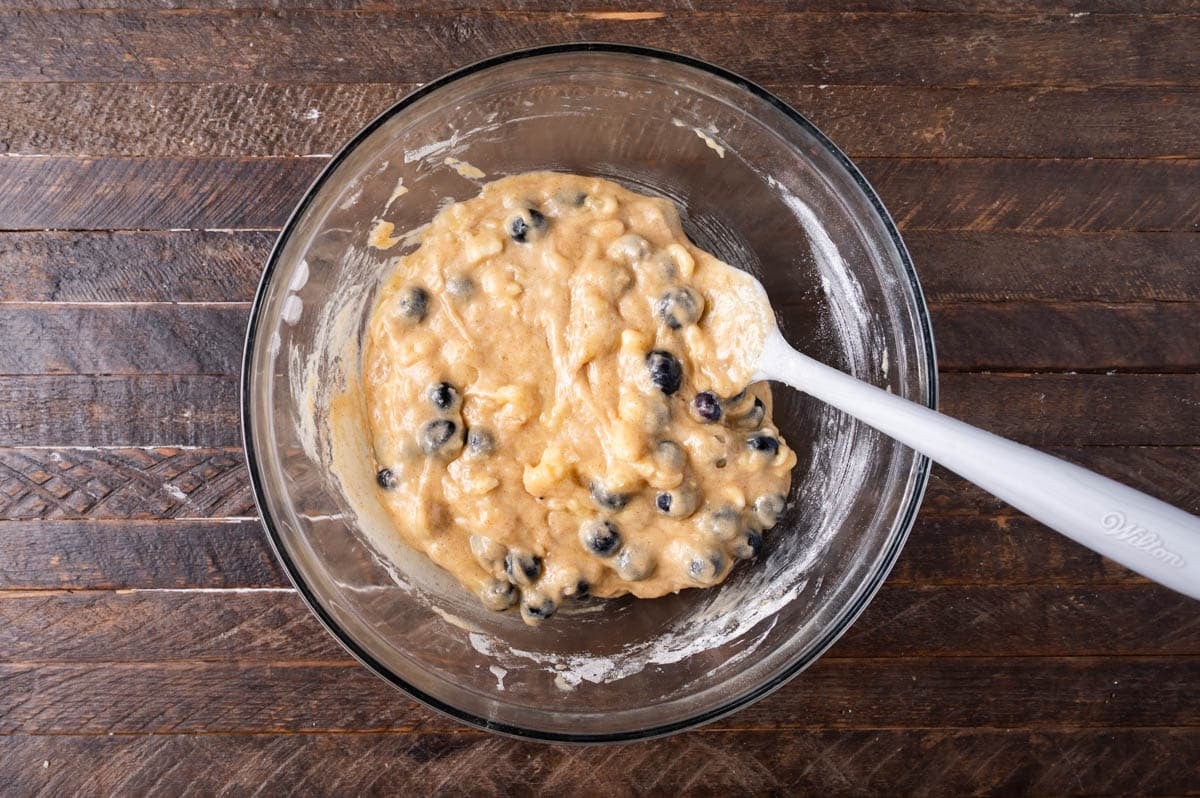 blueberry bread ingredients in a bowl