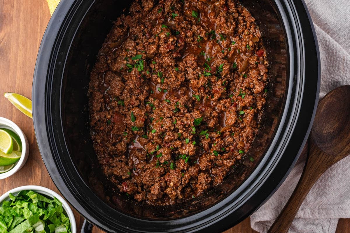 taco beef in a slow cooker