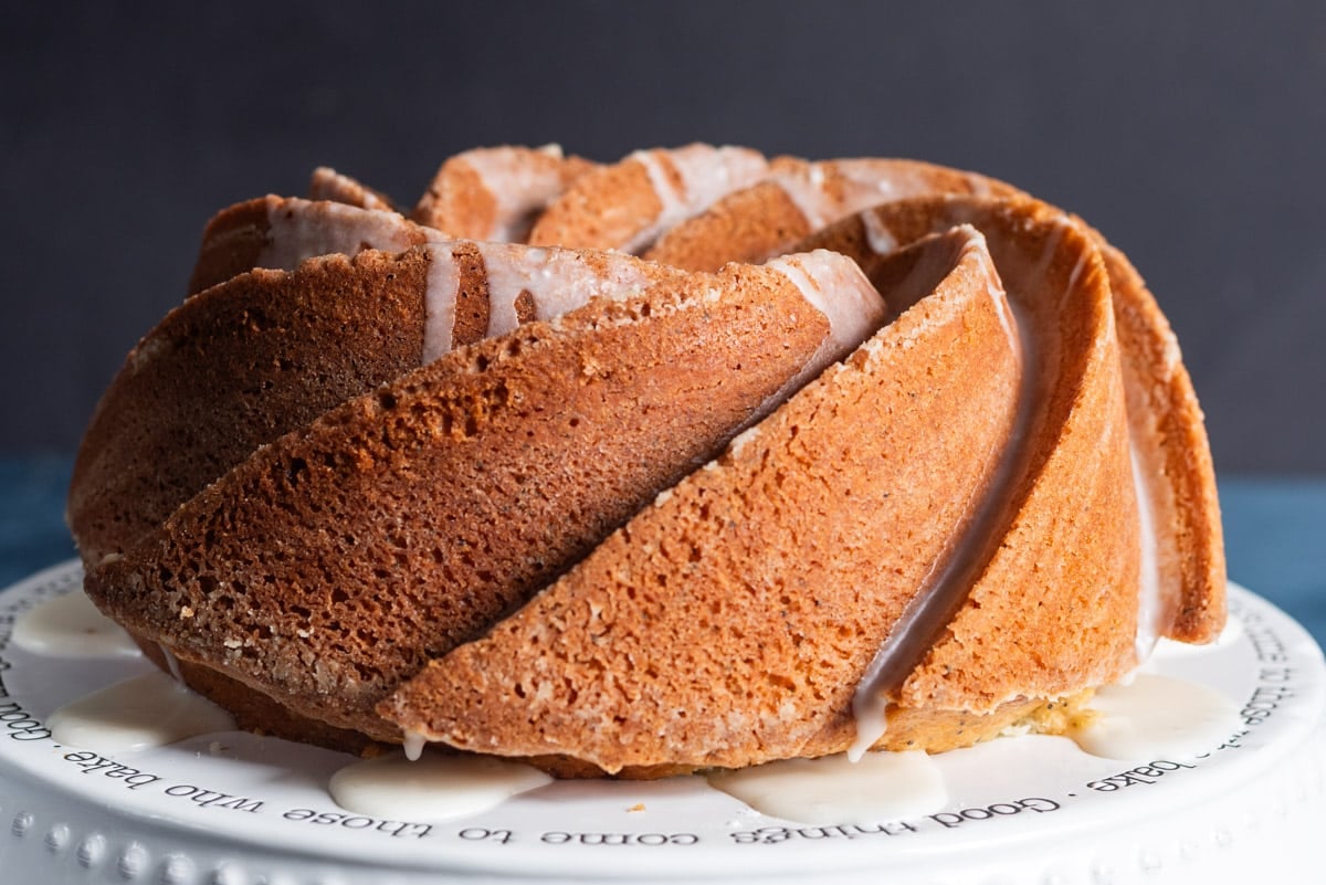 a glazed bundt cake on a plate