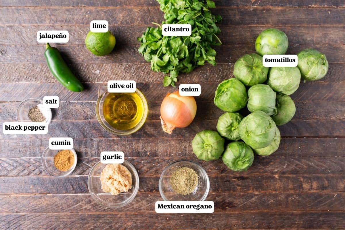 salsa verde ingredients on a table