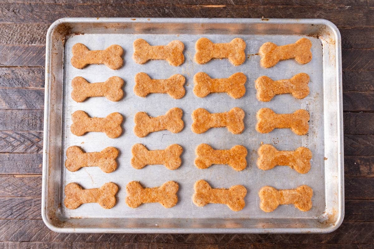 unbaked dog biscuits on a pan