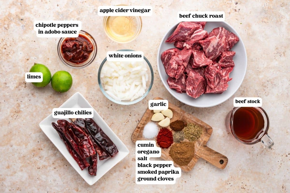 barbacoa ingredients on a table