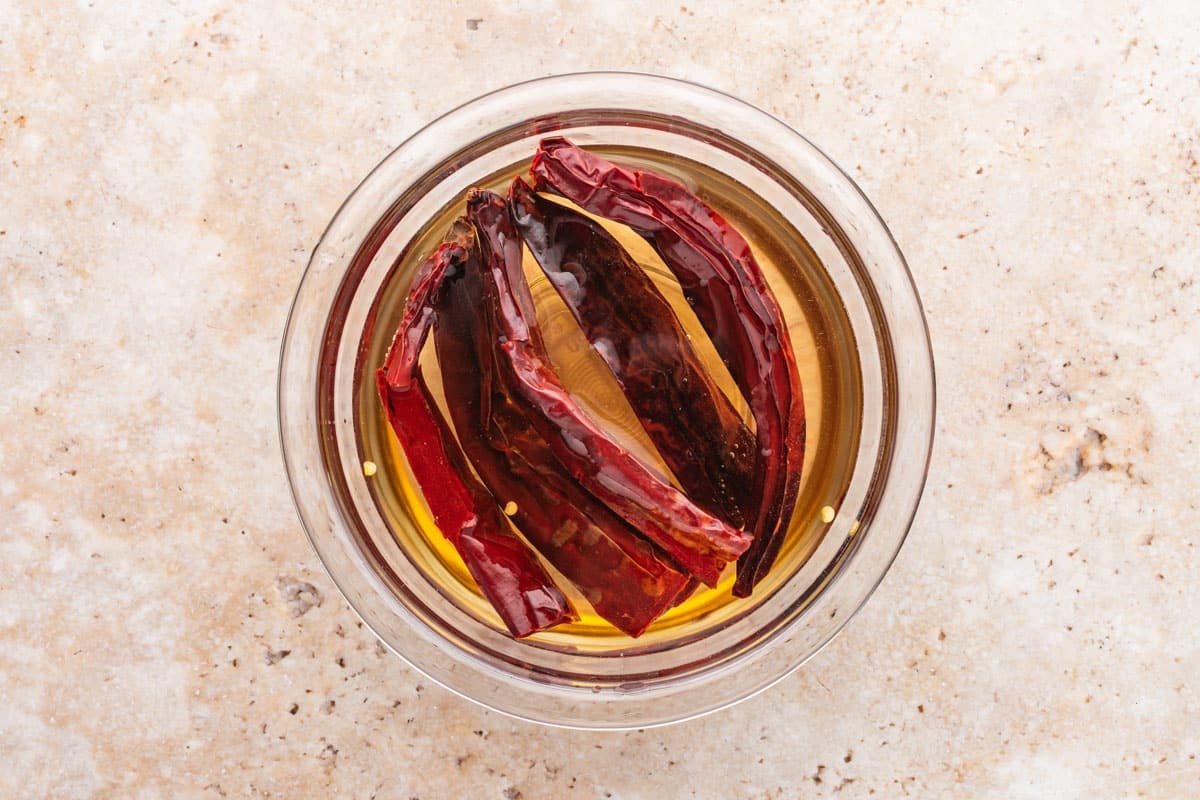 peppers soaking in water