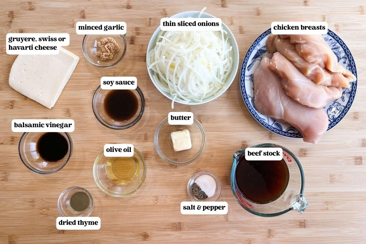 french onion chicken ingredients on a table