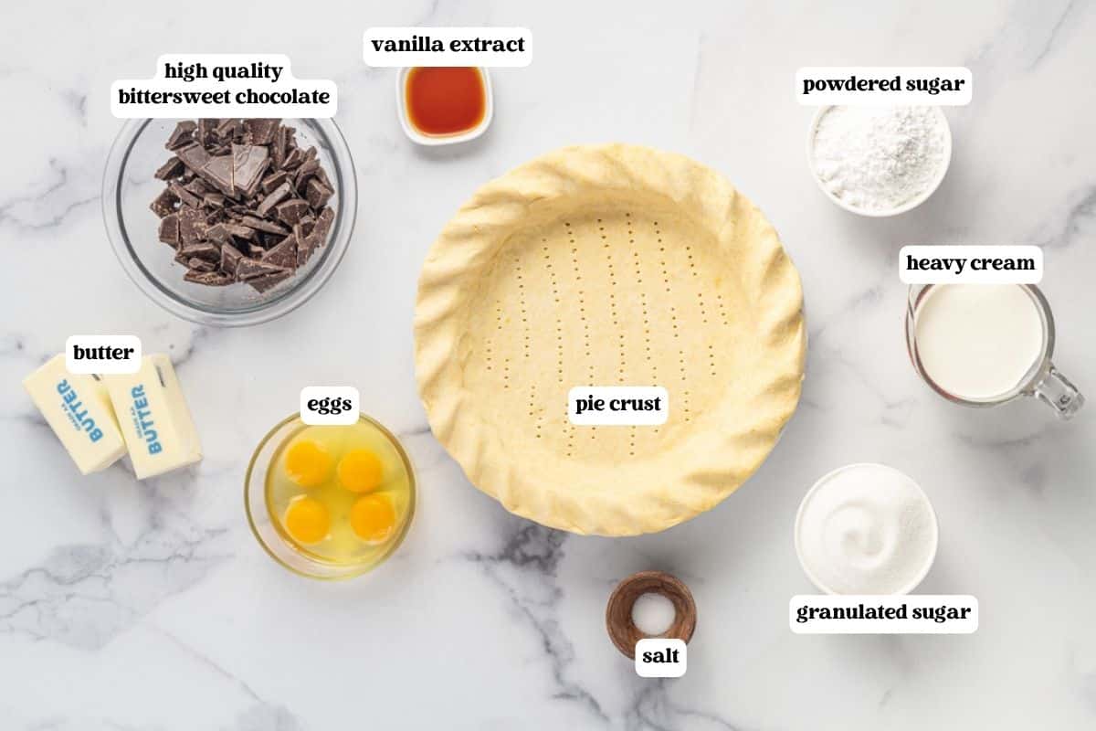 ingredients for chocolate pie on a plate