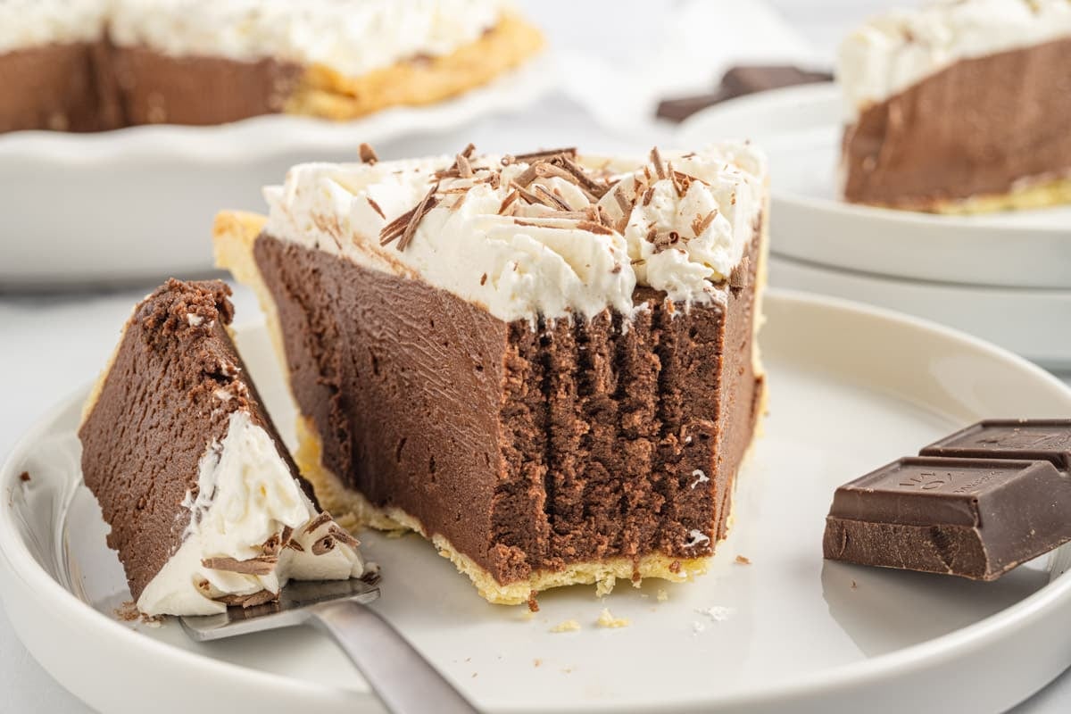 a piece of pie sitting on a plate