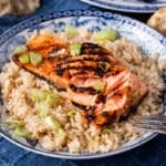 flaky grilled salmon a plate