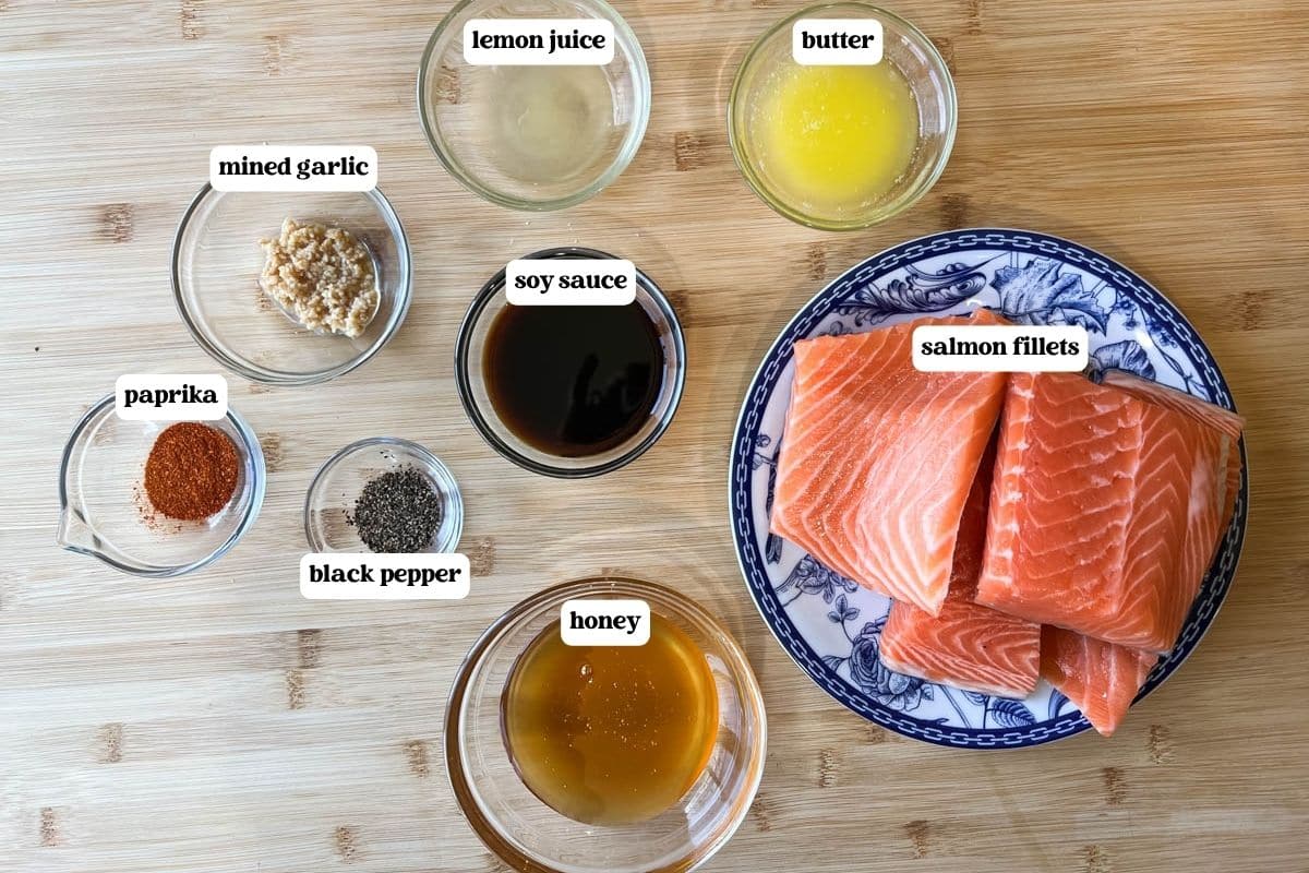 grilled salmon ingredients on a table