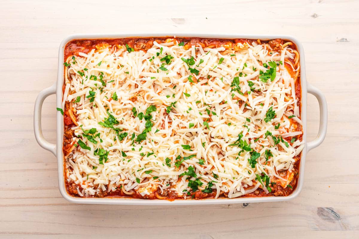 unbaked spaghetti casserole