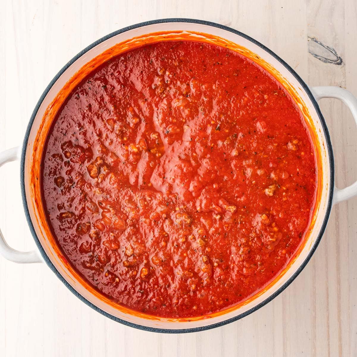 spaghetti sauce in a pan