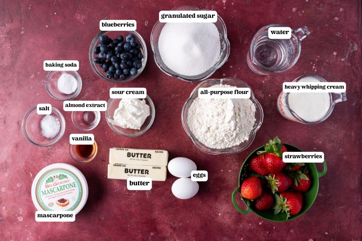 sheet cake ingredients on a table