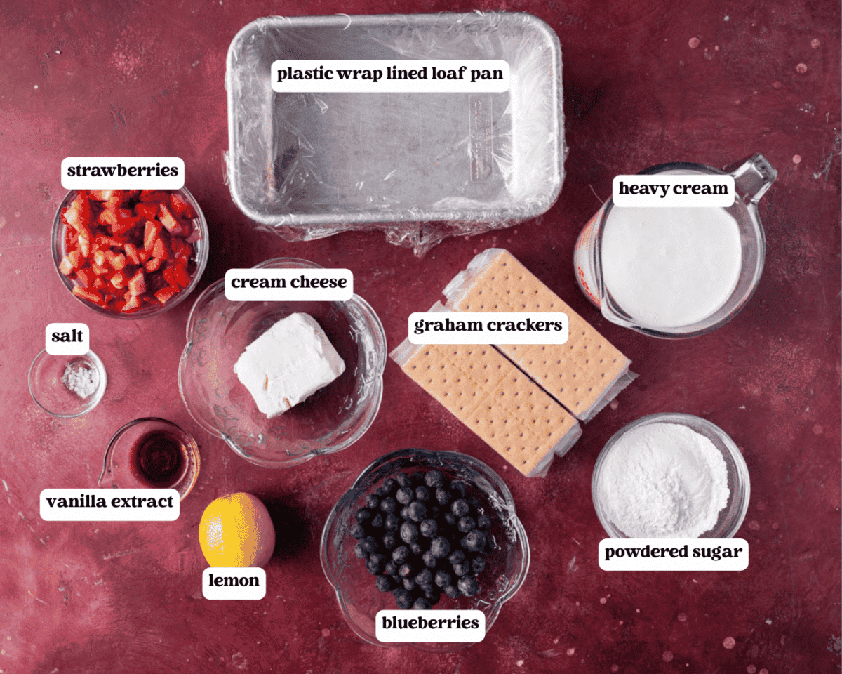 berry icebox cake ingredients on a table