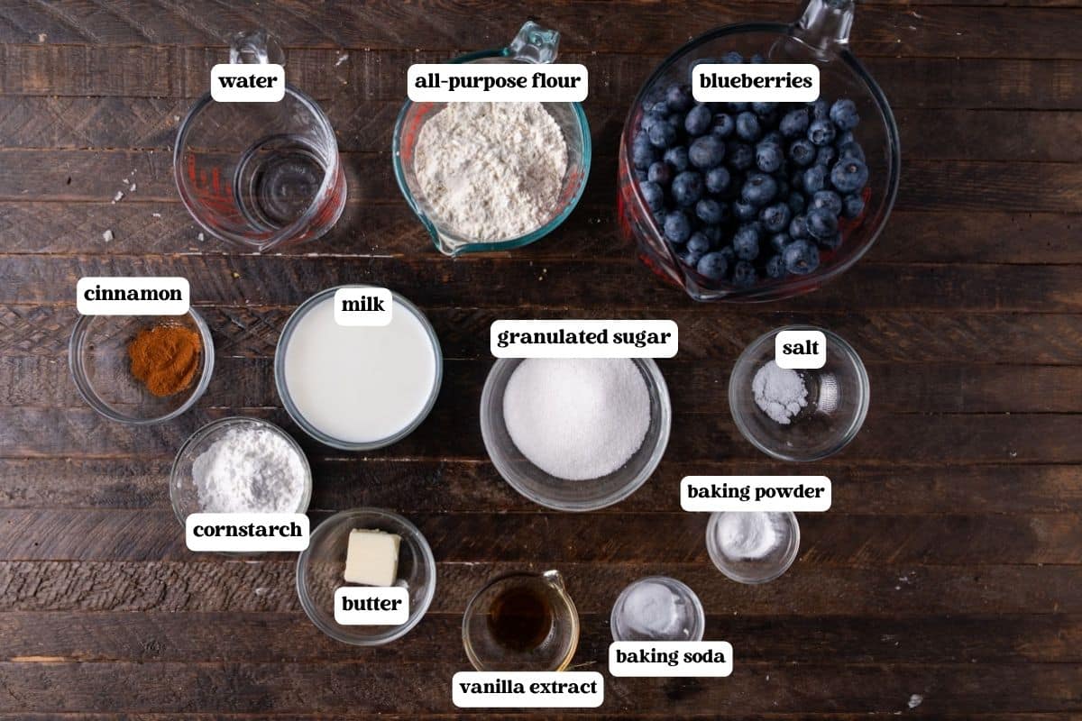 blueberry cobbler ingredients on a table