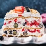 a slice of a berry icebox cake