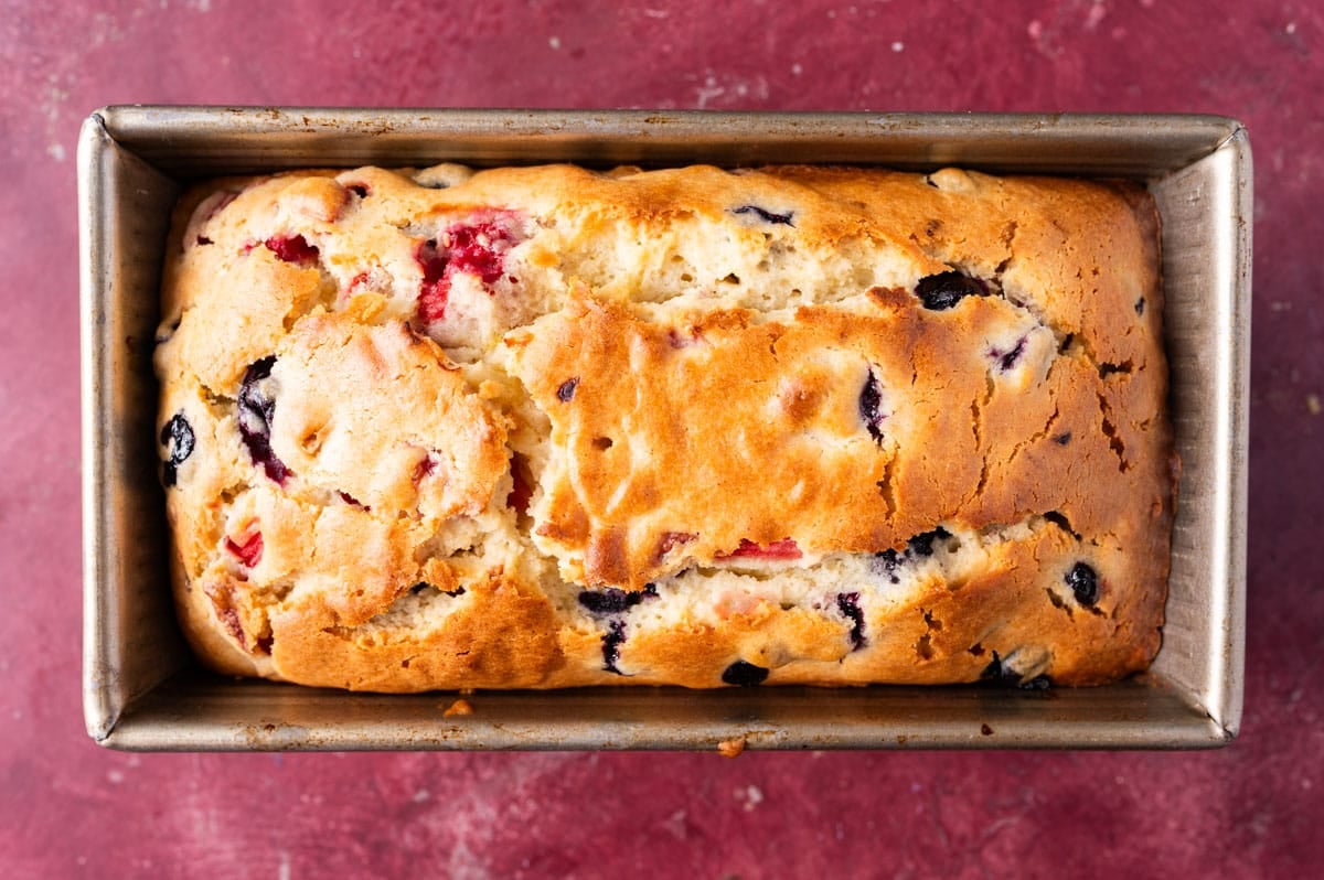 a baked loaf of bread in a pan