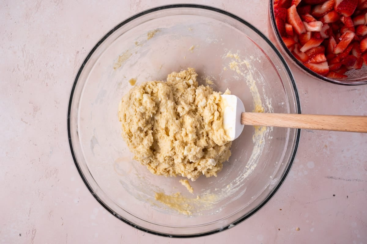 shortcake dough in a glass bowl