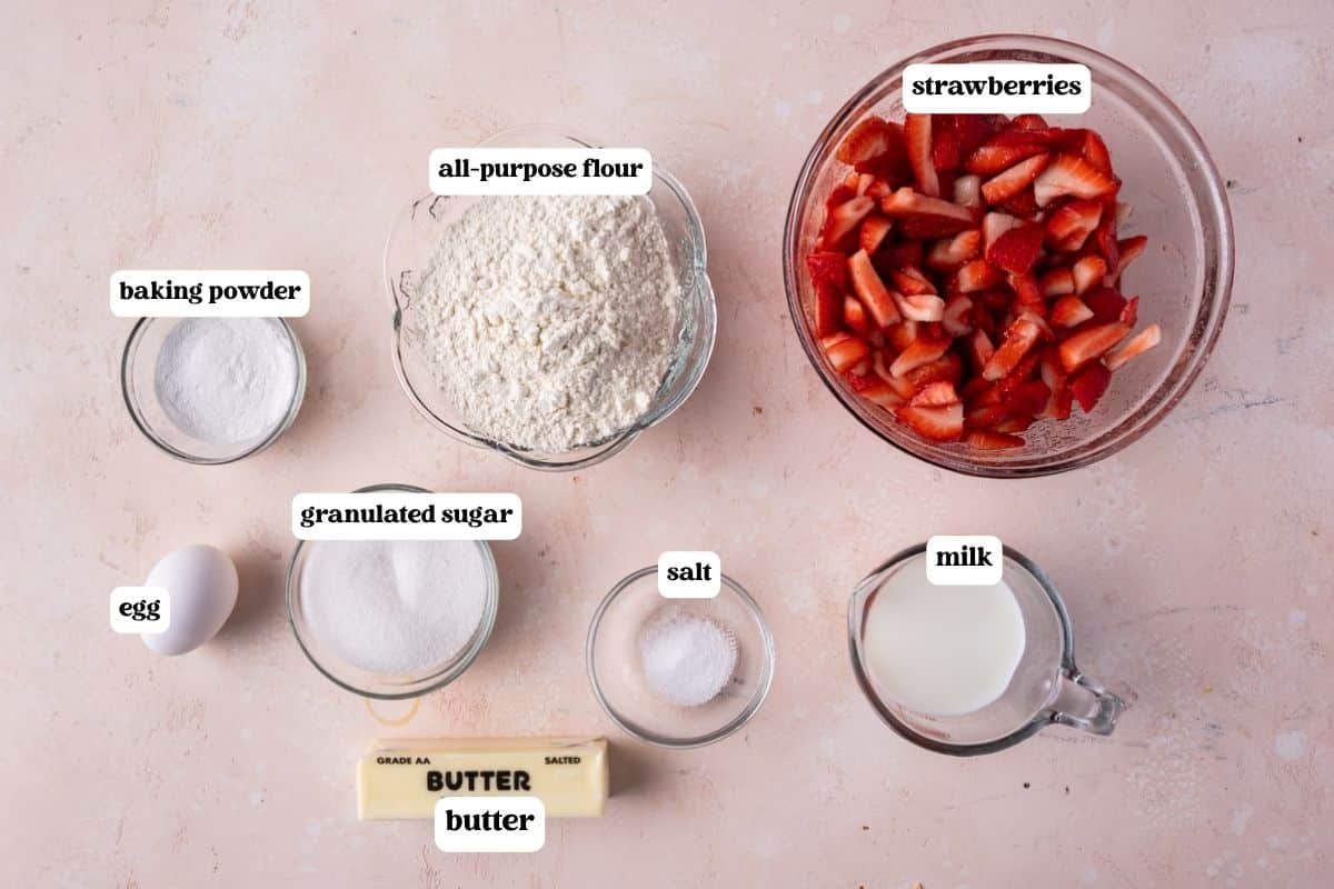 strawberry shortcake ingredients on a table