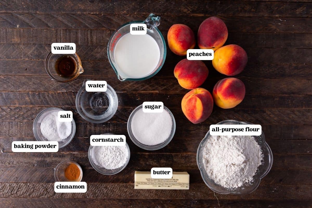 peach cobbler ingredients on a table