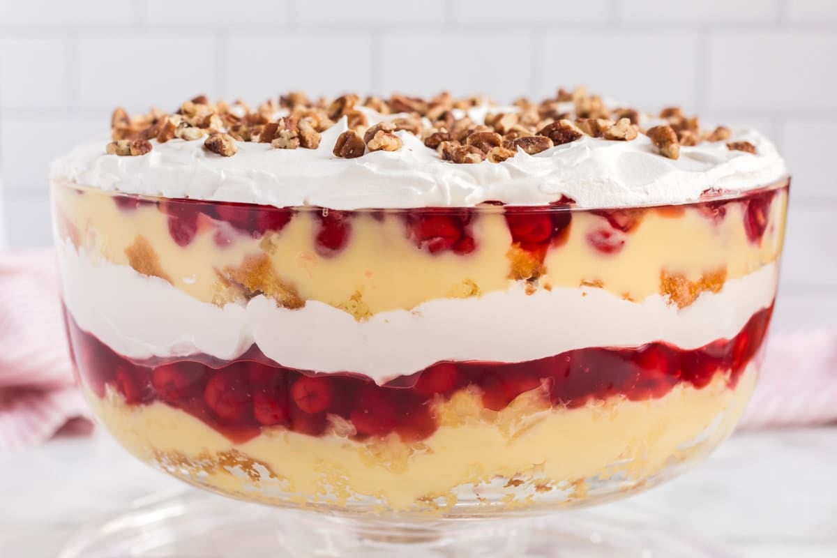closeup of a punch bowl cake