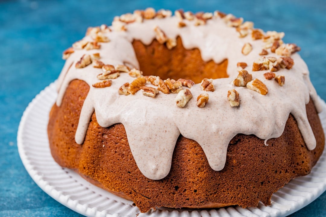 sweet potato bundt cake on a table