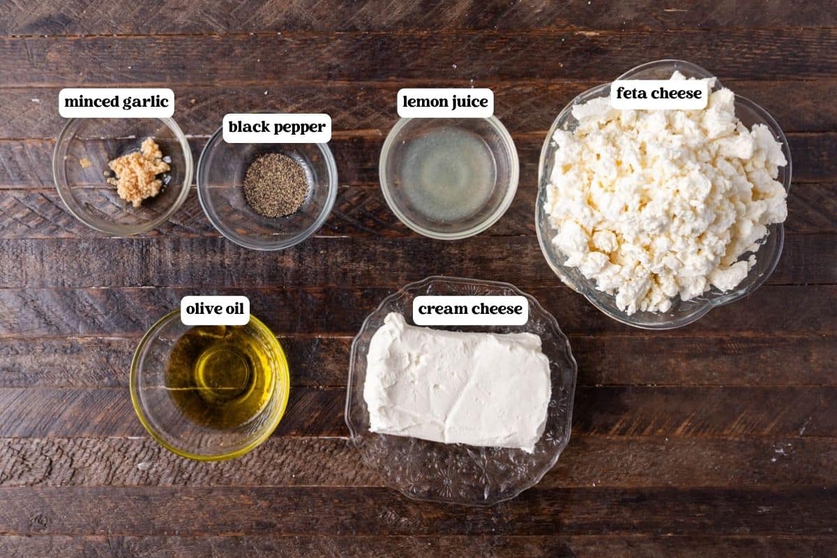 whipped feta ingredients on a table