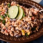cold chicken salad with mexican flavors in a bowl