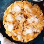 a peach blueberry sugar crunch cake on a table