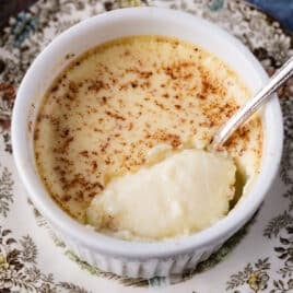 baked custard with creamy texture in a cup