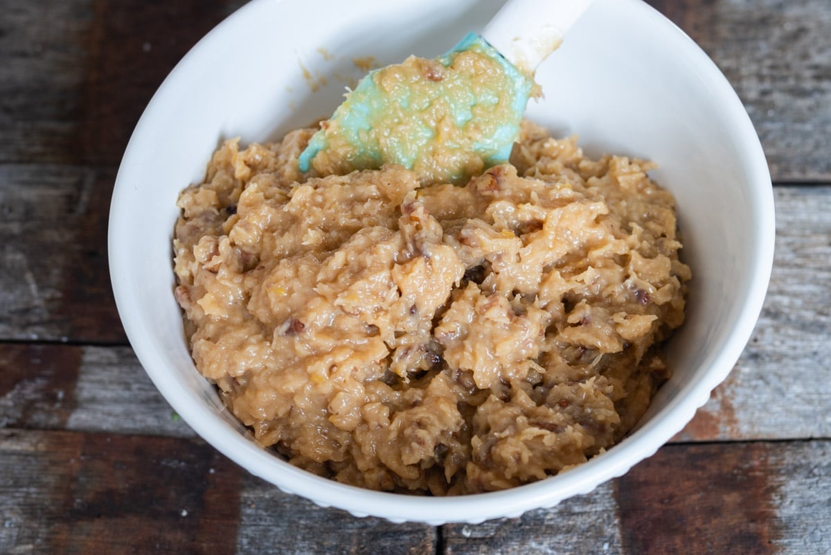 coconut pecan frosting in a bowl