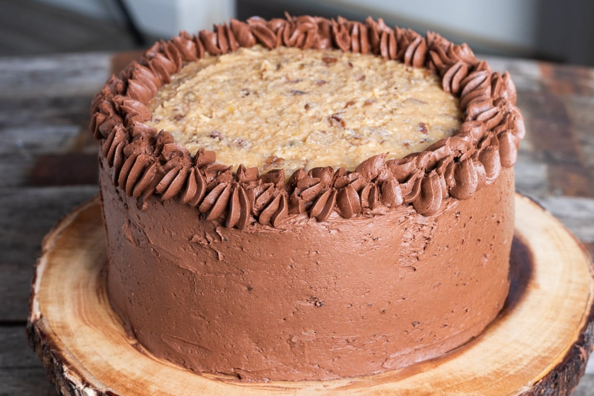 a german chocolate cake on a table