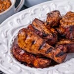 grilled pork ribs in a serving dish