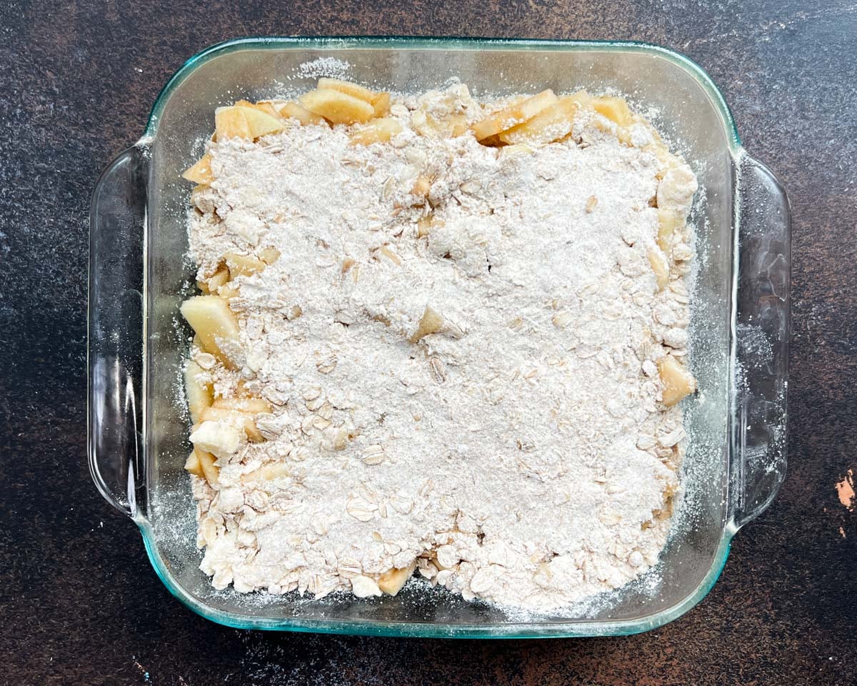 unbaked apple bars in a pan