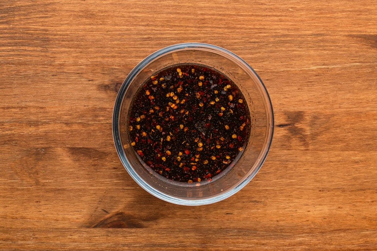 sauce for stir fry in a glass bowl