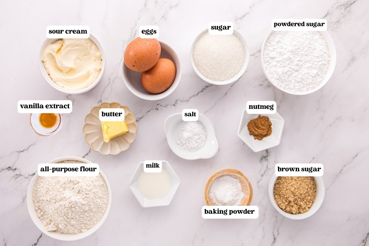 sour cream donuts ingredients on a table