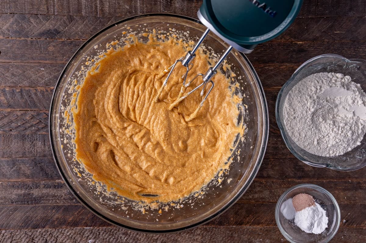 wet ingredients for cake in a bowl