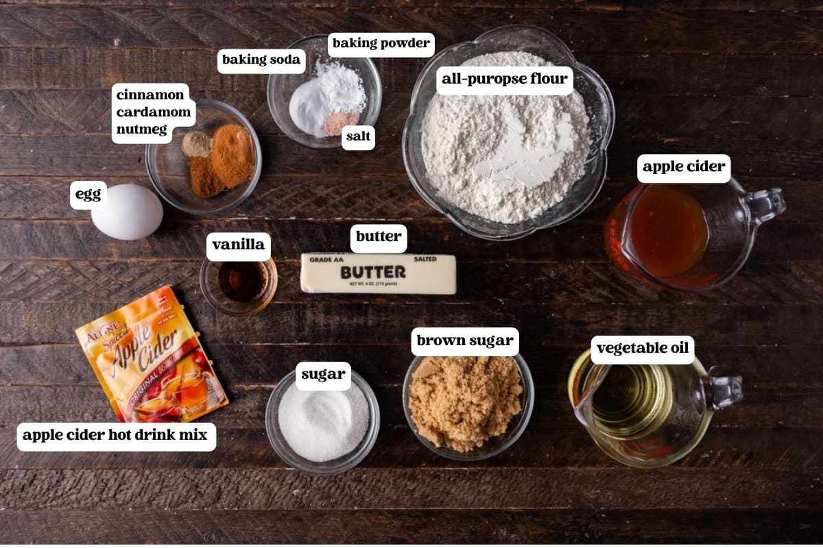 apple cider donut ingredients on a table