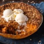 sweet potato crisp with oat crumble top and ice cream