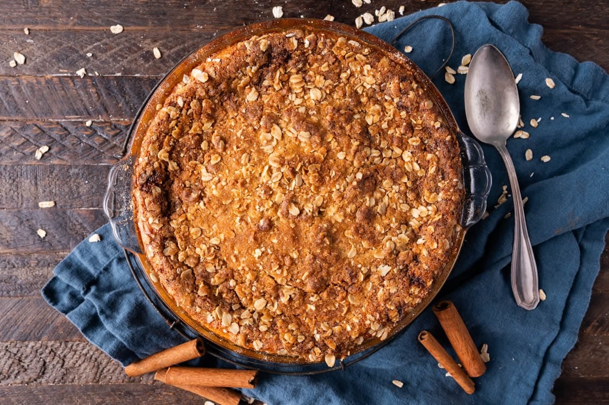 baked sweet potato crisp on a table