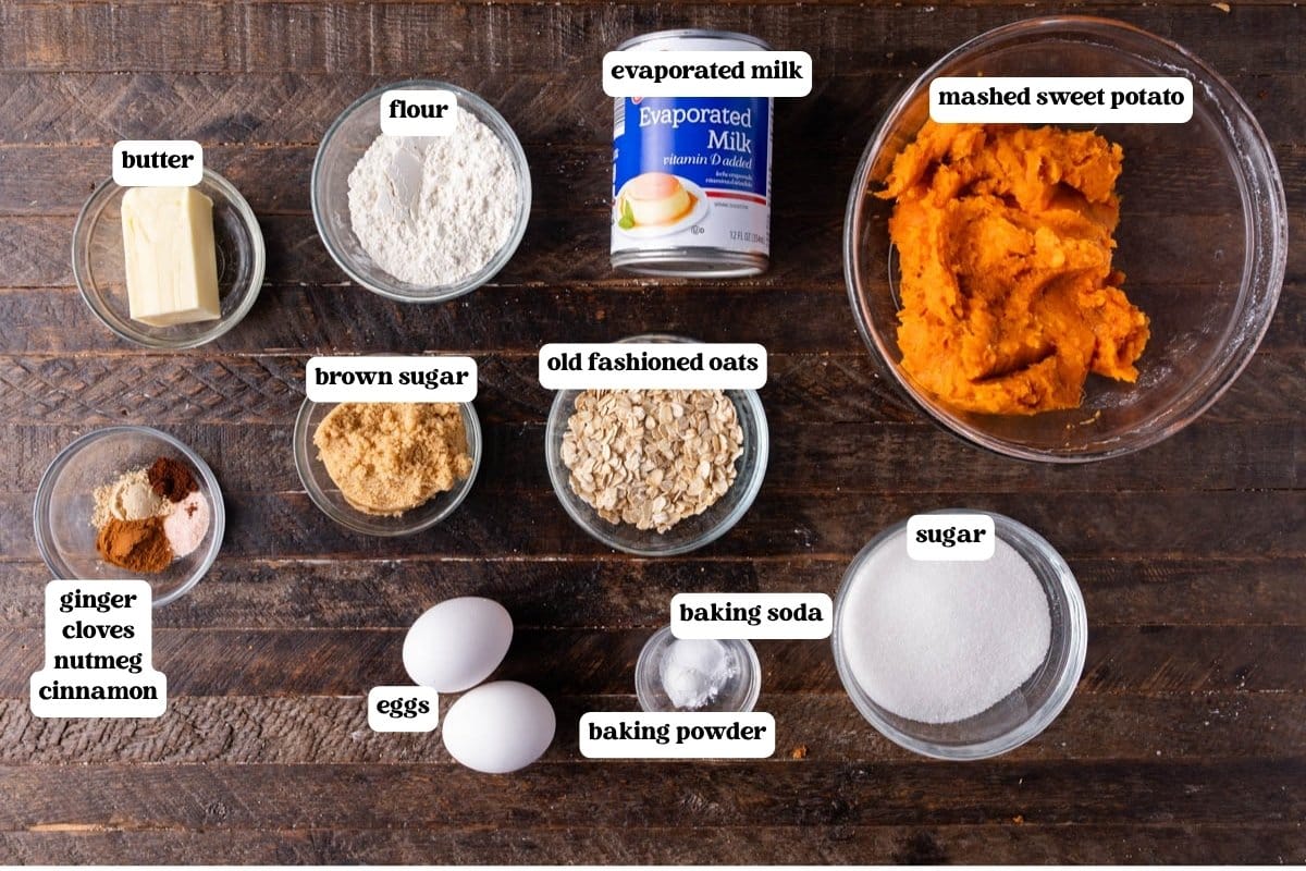 sweet potato crisp ingredients on a table